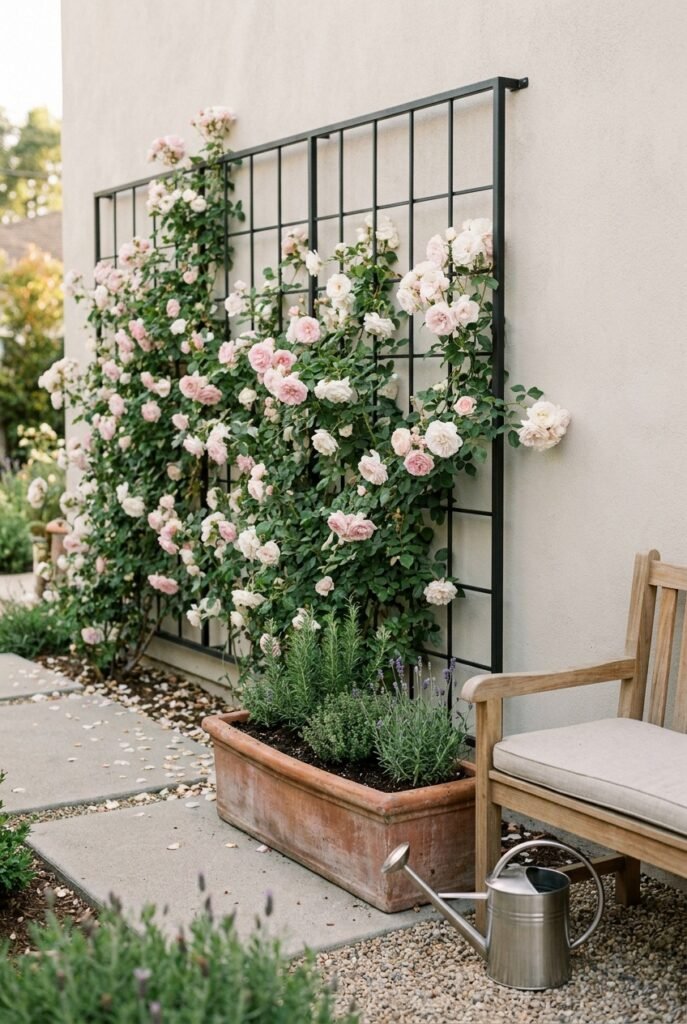 6. Wire Grid Wall Trellis for Climbing Roses