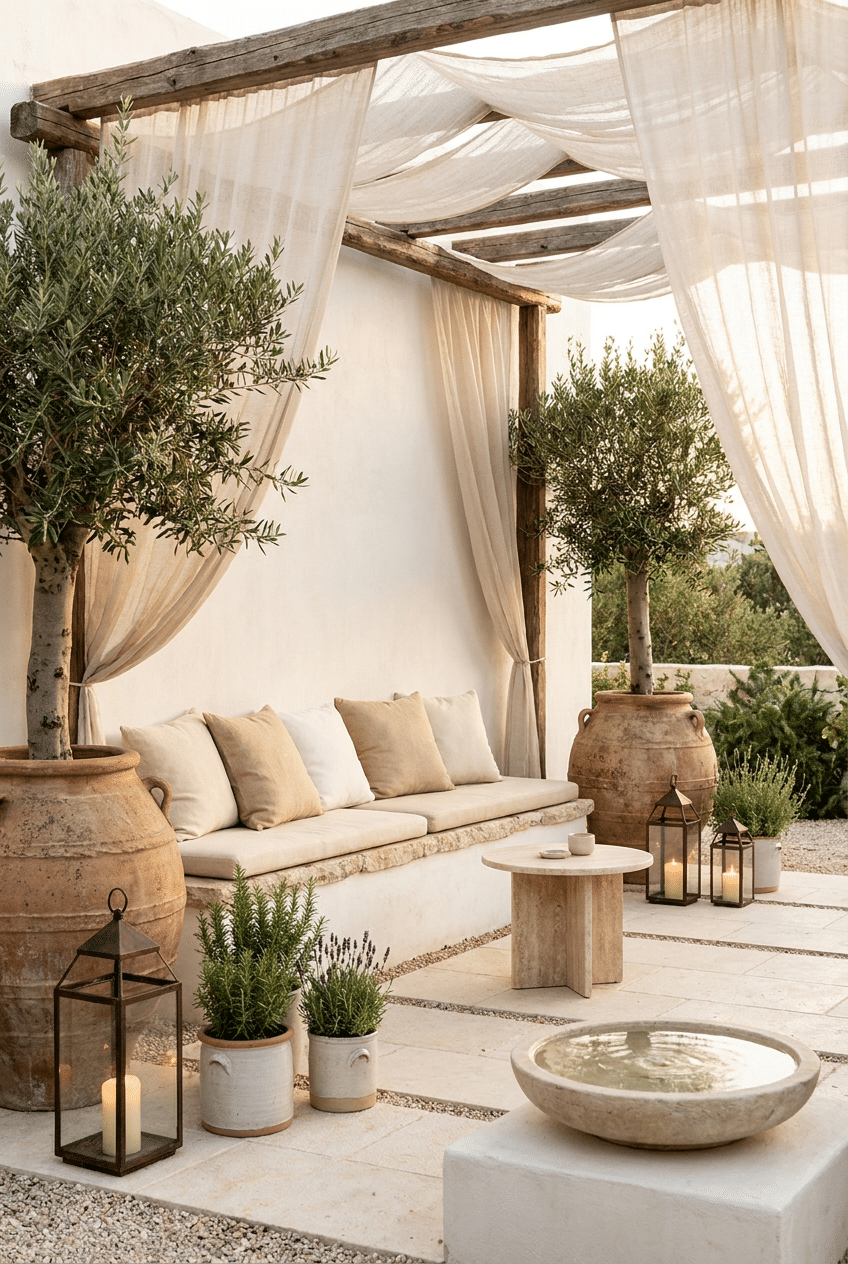 3. Greek Garden Style Ideas with Olive Trees