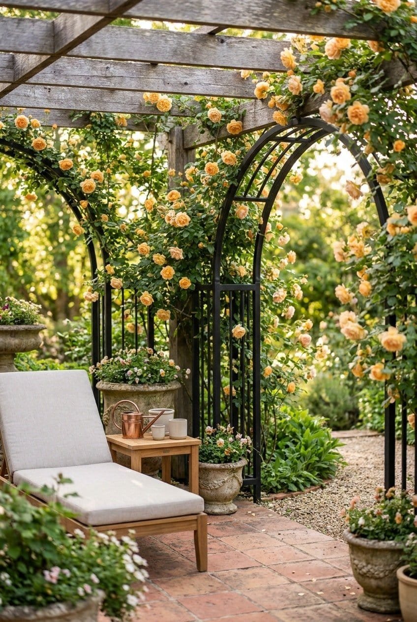 4. Lady of Shalott – A Golden Beauty Among the Best Rose Types for Climbing
